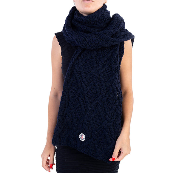 MONCLER MIDNIGHT BLUE SCARF | WOMENS SIZE 38X243 - Picture 4 of 4